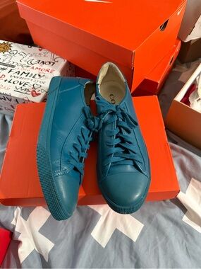 Coach Teal Leather Low-Top Sneakers